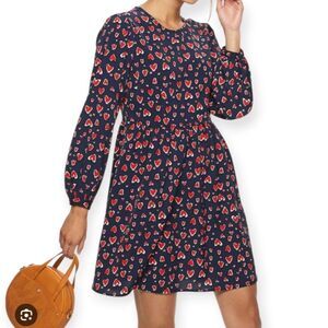 POPSUGAR Navy and Red Heart Long Sleeve Dress Sz XL EUC